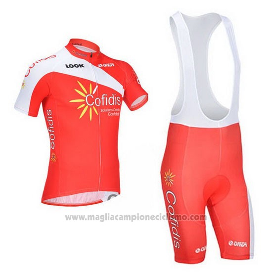 2013 Abbigliamento Ciclismo Cofidis Rosso Manica Corta e Salopette